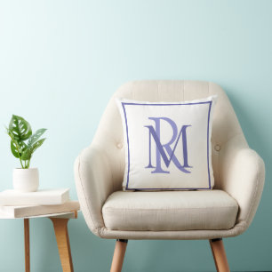 Any Colours Overlapping Initials Monogram Pillow