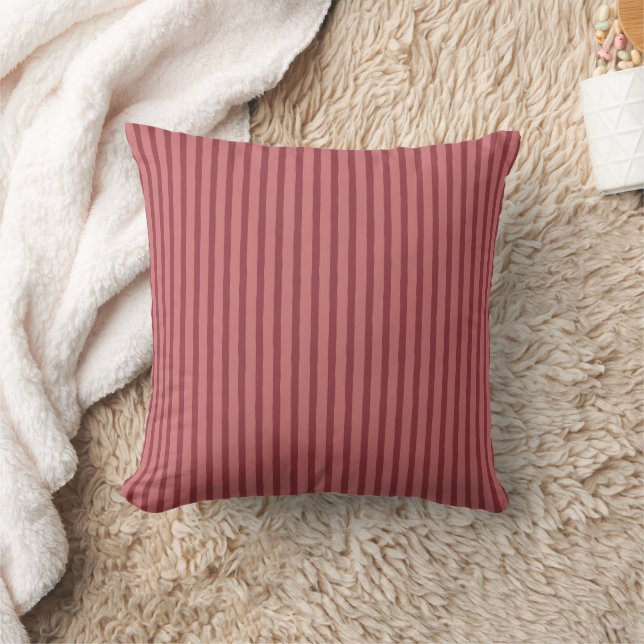 Any Colours Red Rustic Striped Pattern Throw Pillow (Blanket)