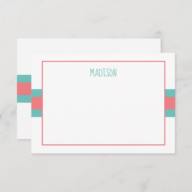 Any Colours Ribbon Stripes Personalized Note Cards (Front/Back)