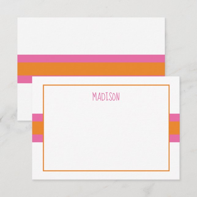 Any Colours Ribbon Stripes Personalized Note Cards (Front/Back)