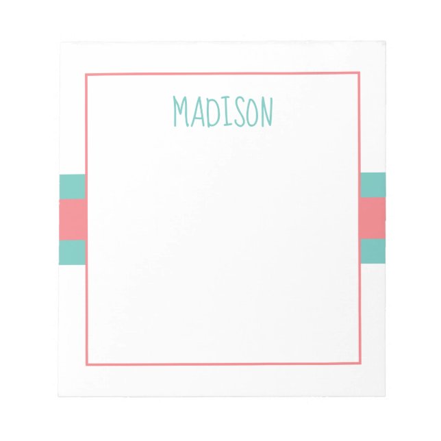 Any Colours - Ribbon Stripes Personalized Notepad (Front)