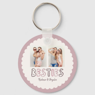 Any Colours Scalloped Custom 2 Photo Besties Keychain