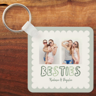 Any Colours Scalloped Custom 2 Photo Besties Keychain