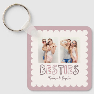 Any Colours Scalloped Custom 2 Photo Besties Keychain
