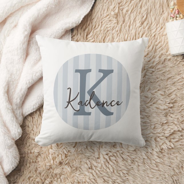 Any Colours Striped Circle Monogram Throw Pillow (Blanket)