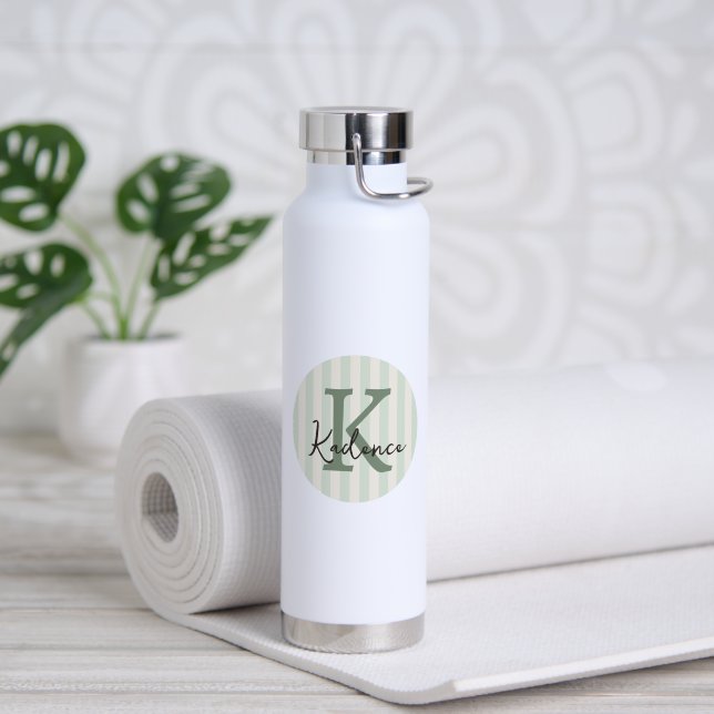 Any Colours Striped Circle Monogram Water Bottle (Yoga (Rotated))