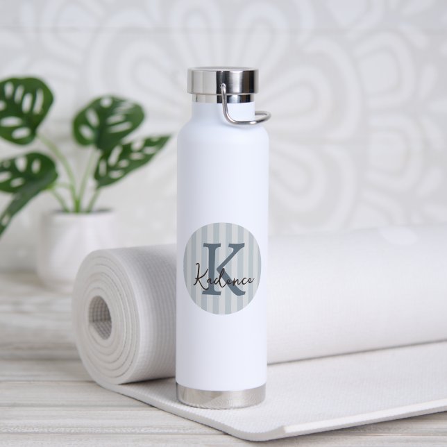 Any Colours Striped Circle Monogram Water Bottle (Yoga (Rotated))