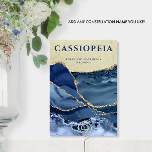 Any Constellation Name, Blue and Gold Agate  Table Number