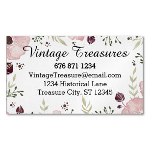 Any Custom Colour Floral Pattern Magnetic Business Card