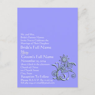 Any Custom Colour Periwinkle Blue Floral Postcard