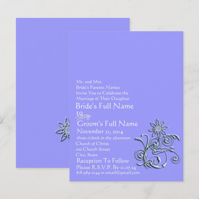 Any Custom Colour Periwinkle Blue Floral Postcard (Front/Back)