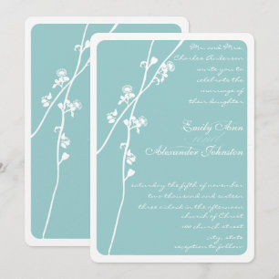 Any Custom Colour Wild Flower Branch Wedding Invitation