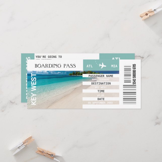 ANY destination airplane boarding pass weekend  Invitation (Front/Back In Situ)