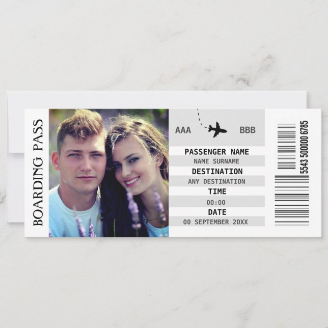 ANY destination boarding pass getaway couples  Invitation (Front)