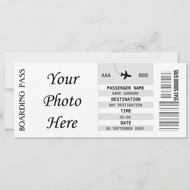 ANY destination boarding pass weekend getaway DIY Invitation (Front)