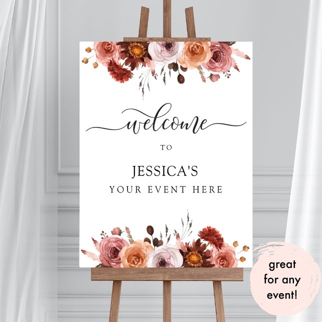Any Event, Burgundy and Blush Floral Welcome Sign (Creator Uploaded)