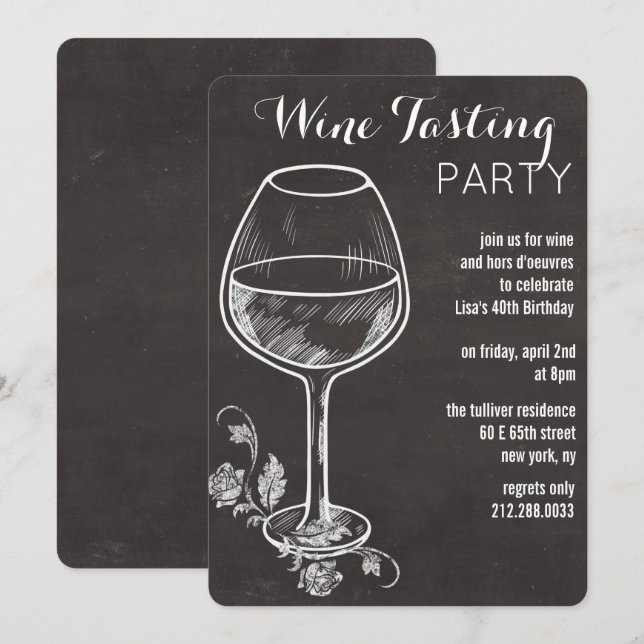 ANY EVENT - Chalk Wine Glass Invitation (Front/Back)
