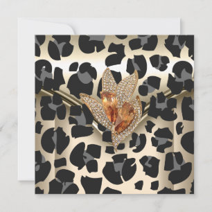 Any Event Elegant Animal Caramel Cream Black Gold Invitation