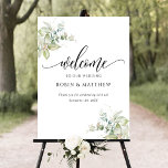 Any Event, Eucalyptus Greenery Welcome Sign<br><div class="desc">Elegant wedding (or any other event) Welcome vertical sign with exquisite watercolor greenery Eucalyptus corner details in a beautiful blend of green, blue, beige, yellow tan, and orange hues. Welcome to attractive modern handwritten calligraphy. 8" x 10" is only our default size, the sign is available in a variety of...</div>