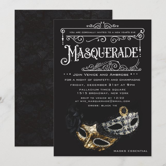 ANY EVENT - Masquerade Party Invitation (Front/Back)