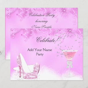 Any Event Pink Margarita High Heels Party Invitation
