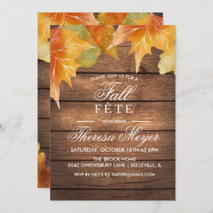 ANY EVENT - Rustic Autumn Fall Leaves Invitation