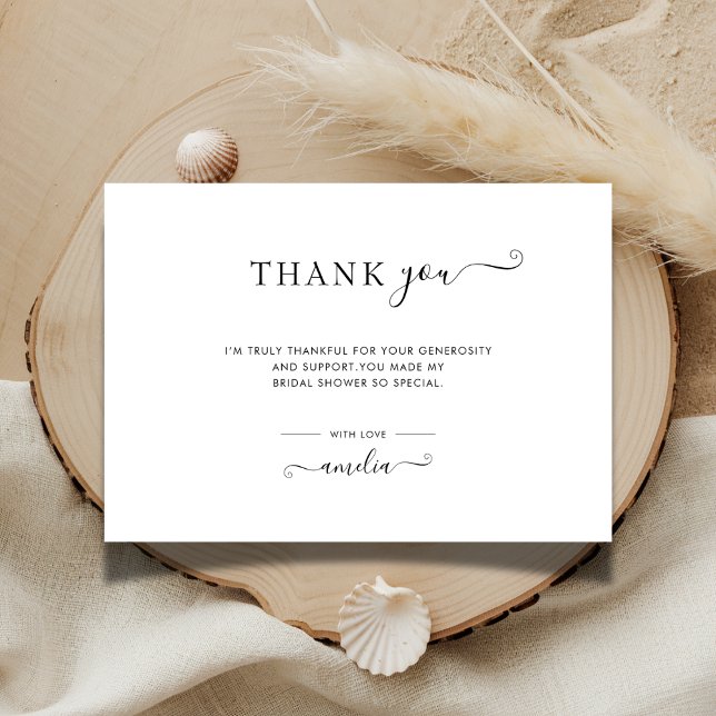 Any Event Simple Minimalist Script Bridal Shower Thank You Card (Creator Uploaded)
