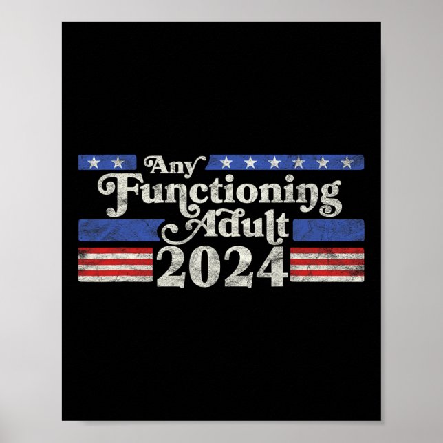 Any Functioning Adult 2024 Funny Retro Election Lo Poster (Front)