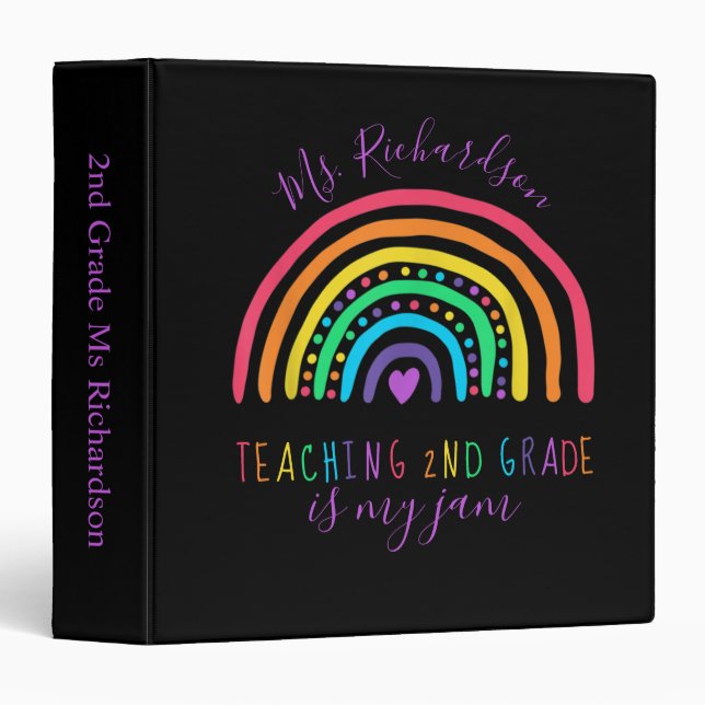 Any Grade Bright Rainbow Teaching is my Jam Binder (Front/Spine)