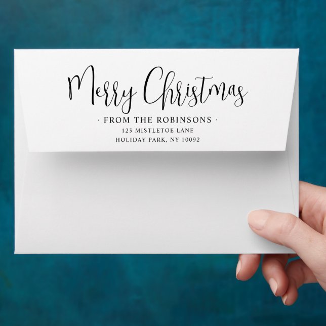 Any Greeting Return Address Modern Script Holiday Envelope (Hand)