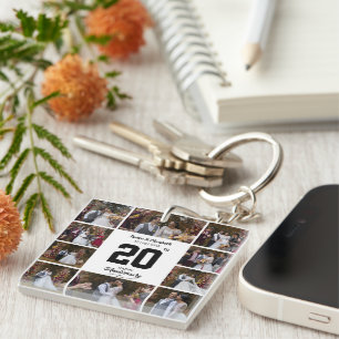 Any Happy Anniversary 10 Photo Collage Keychain