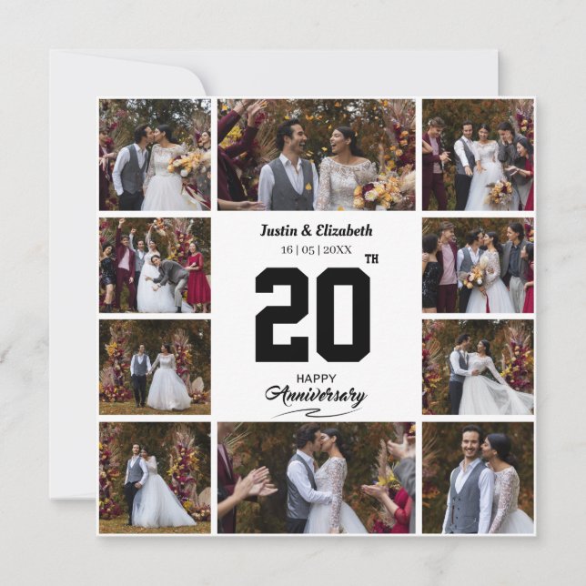 Any Happy Anniversary 10 Photo Collage Thank You Card (Front)