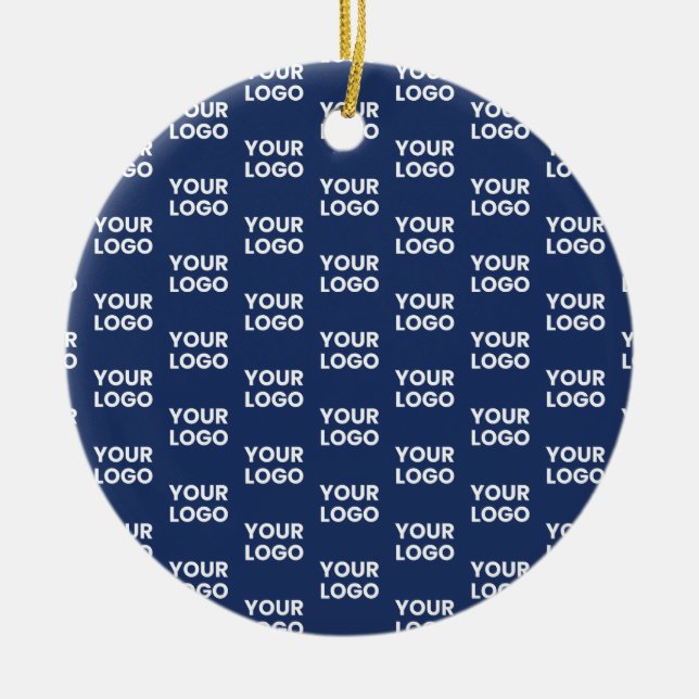 Any Image or Business Logo Editable Dark Navy Blue Ceramic Ornament (Front)