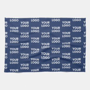 Any Image or Business Logo Editable Dark Navy Blue Kitchen Towel