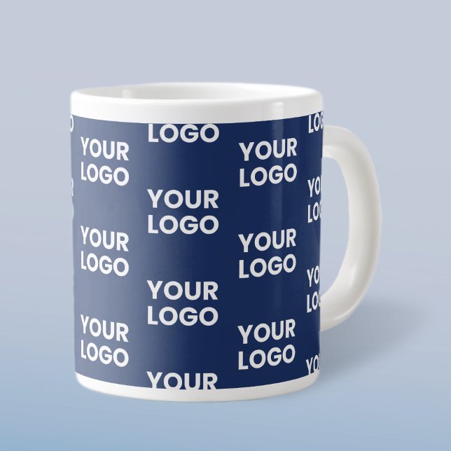 Any Image or Business Logo Editable Dark Navy Blue Large Coffee Mug (Creator Uploaded)