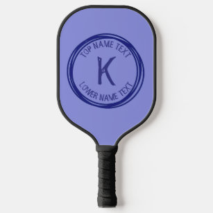 Any Initial, Name or Text Hand Drawn Blue Circle   Pickleball Paddle