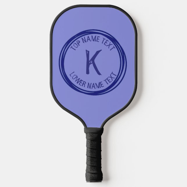 Any Initial, Name or Text Hand Drawn Blue Circle   Pickleball Paddle (Front)