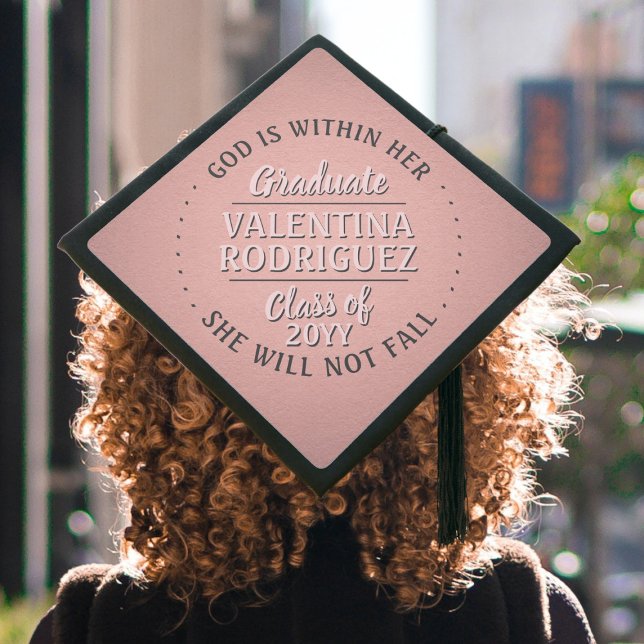 Any Inspirational Quote Class Year Pink and Black Graduation Cap Topper (Creator Uploaded)