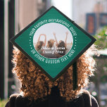 Any Inspirational Quote Photo Brushed Green White Graduation Cap Topper<br><div class="desc">Add an elegant personalized touch to your college or high school commencement with this green and white custom photo inspirational graduation cap topper. Quote can be customized to any favourite motivational saying, school name and degree, thanks mom and dad, or other message of your choice. (IMAGE PLACEMENT TIP: An easy...</div>