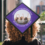 Any Inspirational Quote Photo Brushed Purple White Graduation Cap Topper<br><div class="desc">Add an elegant personalized touch to your college or high school commencement with this purple and white custom photo inspirational graduation cap topper. Quote can be customized to any favourite motivational saying, school name and degree, thanks mom and dad, or other message of your choice. (IMAGE PLACEMENT TIP: An easy...</div>