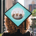 Any Inspirational Quote Photo Brushed Teal Blue Graduation Cap Topper<br><div class="desc">Add an elegant personalized touch to your college or high school commencement with this teal blue and white custom photo inspirational graduation cap topper. Quote can be customized to any favourite motivational saying, school name and degree, thanks mom and dad, or other message of your choice. (IMAGE PLACEMENT TIP: An...</div>