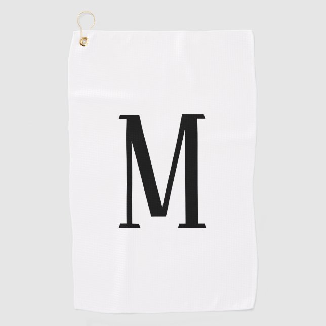 Any Letter | Black & White or DIY Colours  Golf Towel (Front)