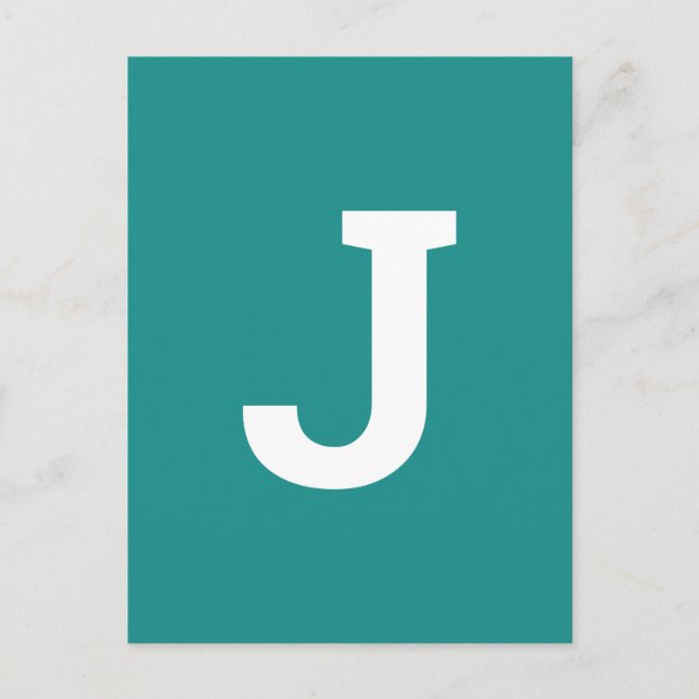 Any Letter Teal Green | Modern Alphabet Initial Postcard (Front)