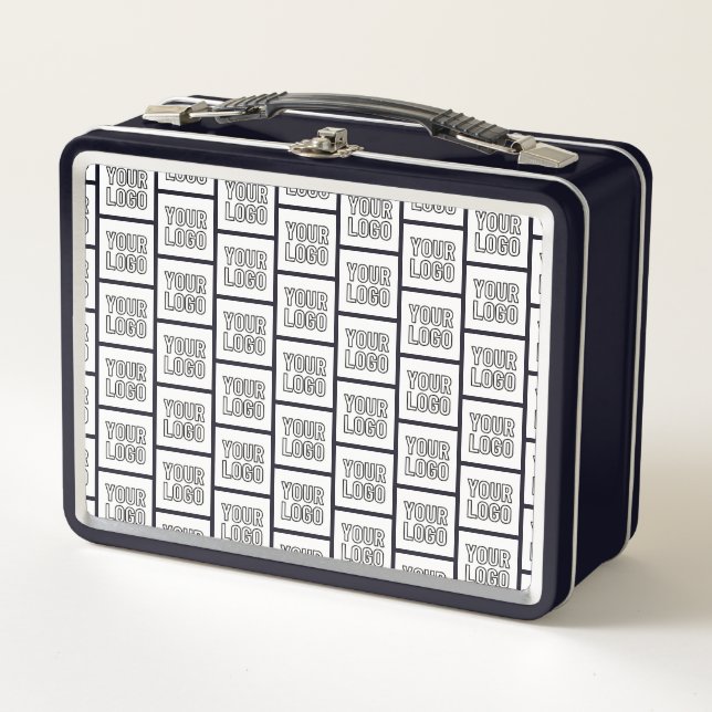 Any Logo or Image Repeating Pattern Metal Lunch Box (Front)