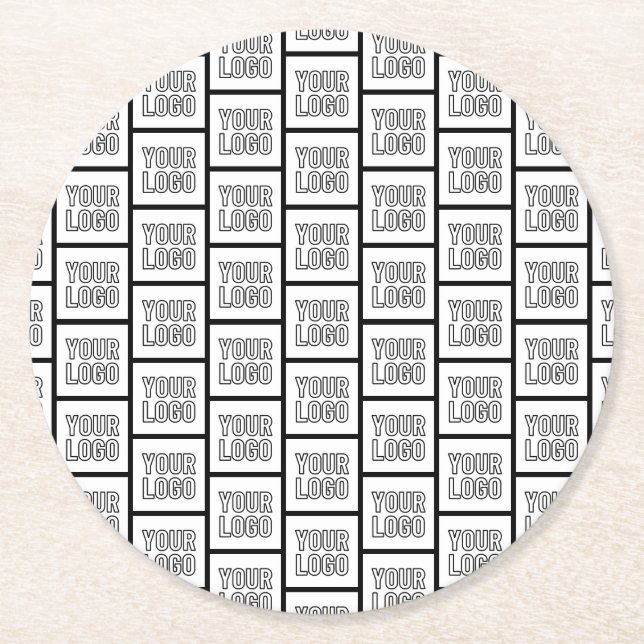 Any Logo or Image Repeating Pattern Round Paper Coaster (Front)