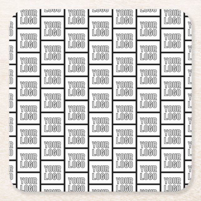Any Logo or Image Repeating Pattern Square Paper Coaster (Front)