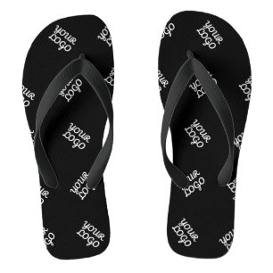 Any Logo or Uploaded Image Scattered Pattern Flip Flops