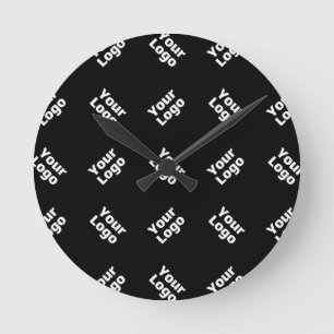 Any Logo or Uploaded Image   Scattered Pattern  Round Clock