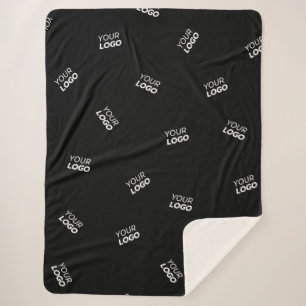 Any Logo or Uploaded Image   Scattered Pattern  Sherpa Blanket