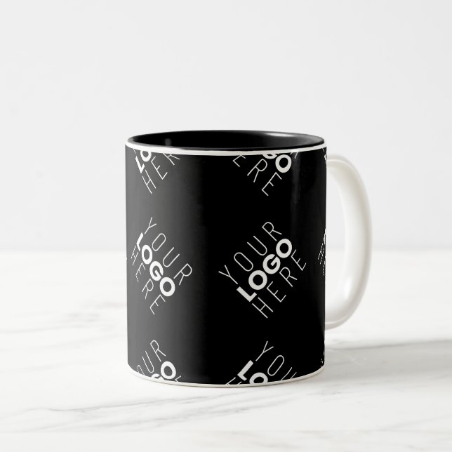 Any Logo or Uploaded Image | Scattered Pattern  Two-Tone Coffee Mug (Front Right)